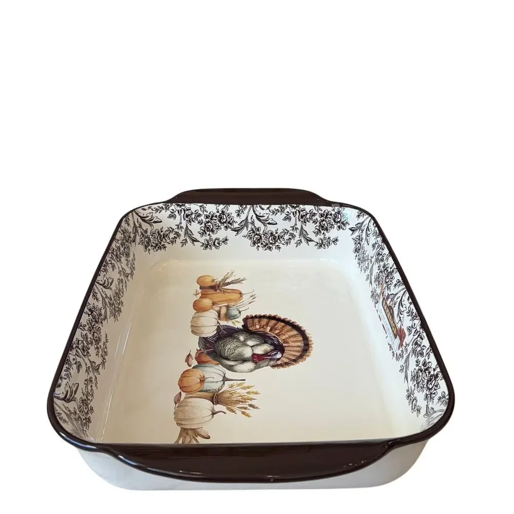 The Bakeshop Large Ceramic Turkey Baker 15.5in Thanksgiving Casserole Dish NEW